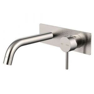 Cioso Wall Basin Mixer with Plate Pin Down Brushed Nickel