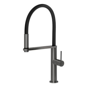 Blix Flexible Hose Sink Mixer Round - Brushed Carbon