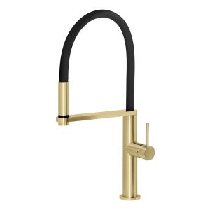 Blix Flexible Hose Sink Mixer Round - Brushed Gold