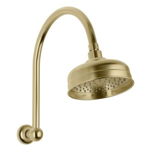 Cromford High-Rise Shower Arm and Rose - Brushed Gold