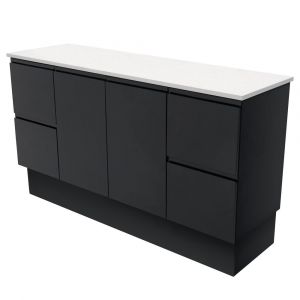Fingerpull Satin Black 1500 Freestanding Cabinet on Kickboard