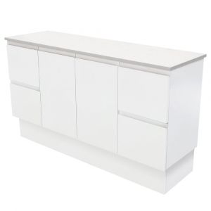 Fingerpull Satin White 1500 Freestanding Cabinet on Kickboard