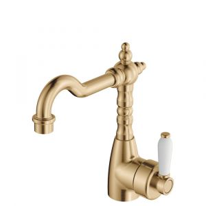 Eleanor Shepherds Crook Basin Mixer, Urban Brass - 202103UB