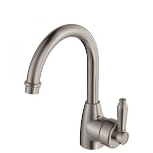 Eleanor Gooseneck Basin Mixer, Brushed Nickel - 202104NN