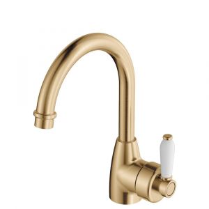 Eleanor Gooseneck Basin Mixer, Urban Brass - 202104UB