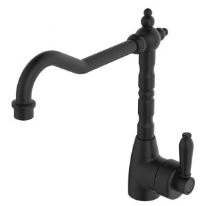 Eleanor Shepherds Crook Sink Mixer, Matte Black - 202105BL