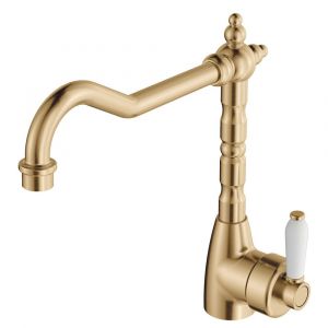 Eleanor Shepherds Crook Sink Mixer, Urban Brass - 202105UB