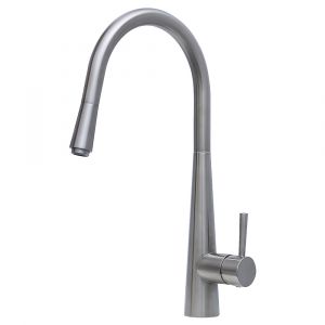 Isabella Deluxe Gooseneck Pull-Out Kitchen Mixer, Brushed Nickel
