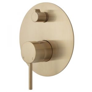 Kaya Wall Diverter Mixer, Large Round Plate, Urban Brass