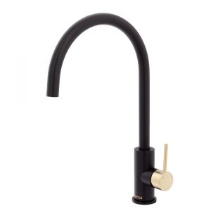 Kaya Sink Mixer, Matte Black and Urban Brass