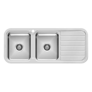 1000 Series Double Left Hand Bowl Sink with Drainer and Taphole