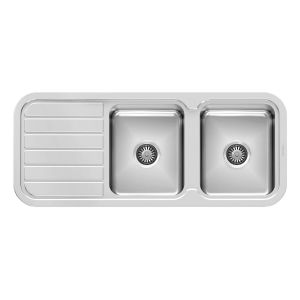 1000 Series Double Bowl Sink with Drainer and No Taphole
