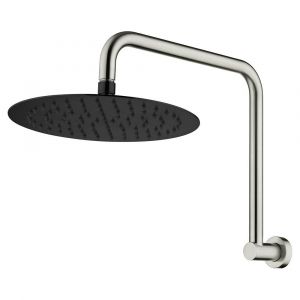 Kaya Gooseneck Shower Arm Set, Brushed Nickel and Matte Black