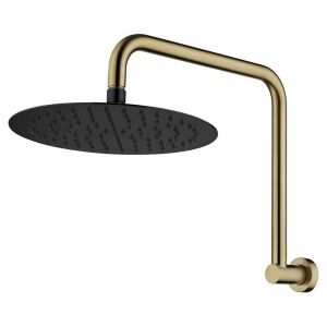 Kaya Gooseneck Shower Arm Set, Urban Brass and Matte Black