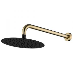 Kaya Wall Arm Shower Set, Urban Brass and Matte Black