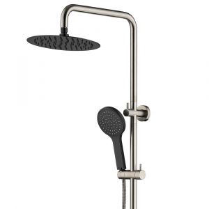 Kaya Twin Showers, Brushed Nickel and Matte Black