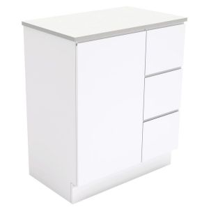 Fingerpull Gloss White 750 Cabinet on Kickboard, Right Hand Drawers