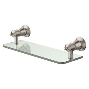 Lillian Glass Shelf, Brushed Nickel