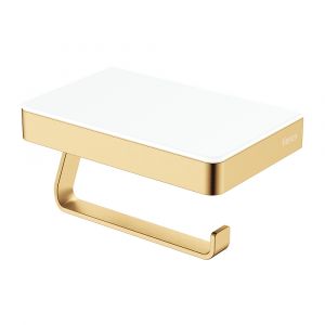 Tono Toilet Roll Holder with Glass Shelf, Urban Brass