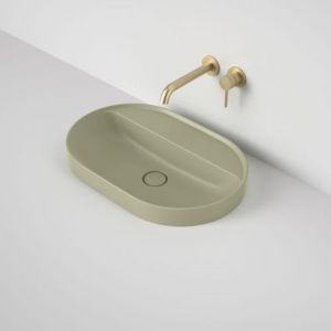 Caroma Liano II 600mm Pill Inset Basin with Tap Landing (0 Tap Hole) - Matte Green