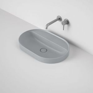 Caroma Liano II 600mm Pill Inset Basin with Tap Landing (0 Tap Hole) - Matte Grey