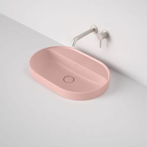 Caroma Liano II 600mm Pill Inset Basin with Tap Landing (0 Tap Hole) - Matte Pink