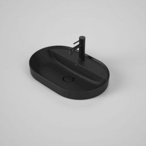 Caroma Liano II 600mm Pill Inset Basin with Tap Landing (1 Tap Hole) - Matte Black