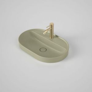 Caroma Liano II 600mm Pill Inset Basin with Tap Landing (1 Tap Hole) - Matte Green