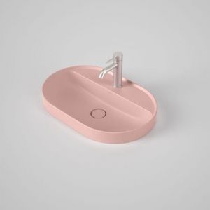 Caroma Liano II 600mm Pill Inset Basin with Tap Landing (1 Tap Hole) - Matte Pink