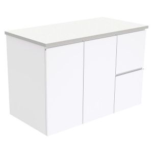 Fingerpull Gloss White 900 Wall-Hung Cabinet, Right Hand Drawers