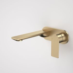 Urbane II 180mm Wall Basin/Bath Mixer, Round Cover Plate - Brushed Brass