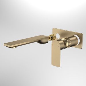 Urbane II 180mm Wall Basin/Bath Trim Kit, Rectangular Cover Plate - Brushed Brass