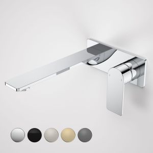 Urbane II 220mm Wall Basin/Bath Mixer, Rectangular Cover Plate - Chrome
