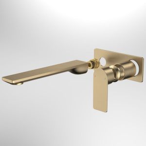 Urbane II 220mm Wall Basin/Bath Trim Kit, Rectangular Cover Plate - Brushed Brass