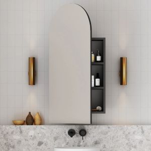 Archied 450x900mm Shaving Cabinet in Matte Black - Left Hand Hinge
