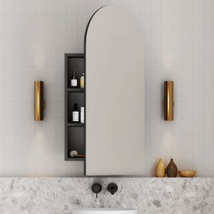 Archied 450x900mm Shaving Cabinet in Matte Black - Right Hand Hinge