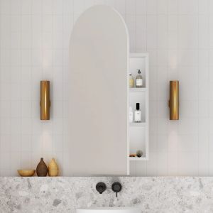 Archied 450x900mm Shaving Cabinet in Matte White - Left Hand Hinge
