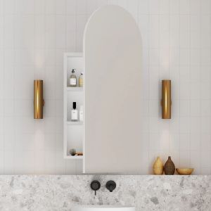Archied 450x900mm Shaving Cabinet in Matte White - Right Hand Hinge