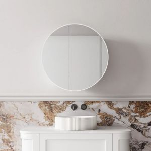 Auris 600mm Round Shaving Cabinet in Matte White