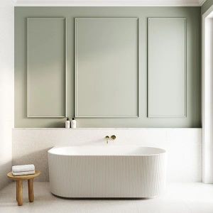 Bao Fluted 1500mm Back to Wall Bath in Matte White