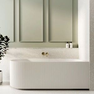 Bao Fluted 1500mm Back to Corner Bath in Matte White - Right Hand