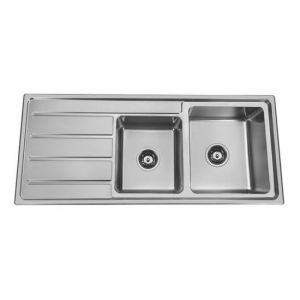 Traditionell 1 3/4 Bowl Sink Square Corner 1TH Stainless Steel Right Hand Side