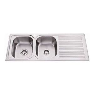 Traditionell BK118.1LHB Double Bowl Sink 1TH Stainless Steel Left Hand Side