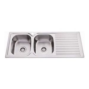 Traditionell BK118.1LSHB Double Bowl Sink 1TH Stainless Steel Left Hand Side