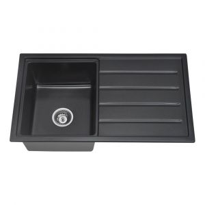 Arcko Granite Single Bowl with Drainer Granite Sink Nth Matte Black