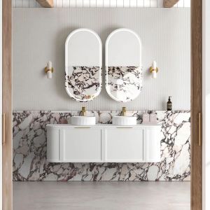 Hampshire 1500mm Satin White Wall Hung Curve Vanity