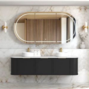 Hampshire 1800mm Satin Black Wall Hung Curve Vanity