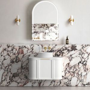 Hampshire 750mm Satin White Wall Hung Curve Vanity (12TH & NTH Only)