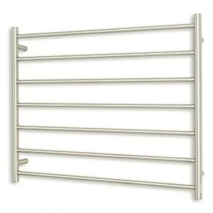 Round Heated Towel Rail BRU-RTR08LEFT Brushed Satin