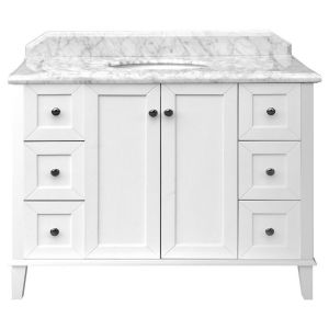 Coventry 120X55 Single Bowl White Vanity With Marble Top & Under Counter Basin - 1 Taphole